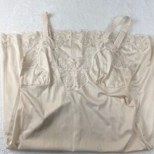 Bali Studio Full Slip Dress Lingerie Women 38‎ Large Beige Lace Trim Coquette
